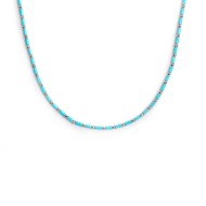 Collana con perline a tubo turchesi ed ematite