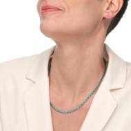 Collana con perline a tubo turchesi ed ematite