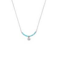 Collana conchiglia pendente con perla e perline a tubo turchesi
