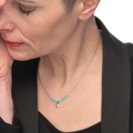 Collana conchiglia pendente con perla e perline a tubo turchesi