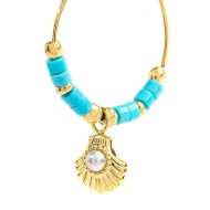 OR MONO CERCHIO CON PERLINE TURCHESI E CON PEND CONCHIGLIA