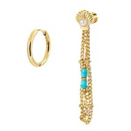 Orecchino multindosso conchiglia con perla e perline turchesi