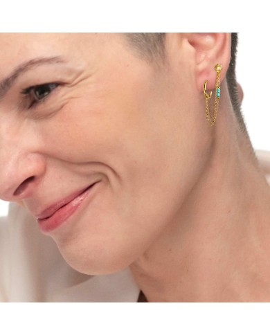 Orecchino multindosso conchiglia con perla e perline turchesi