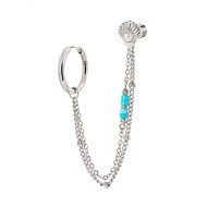 Orecchino multindosso conchiglia con perla e perline turchesi