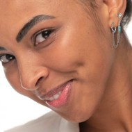 Orecchino multindosso conchiglia con perla e perline turchesi