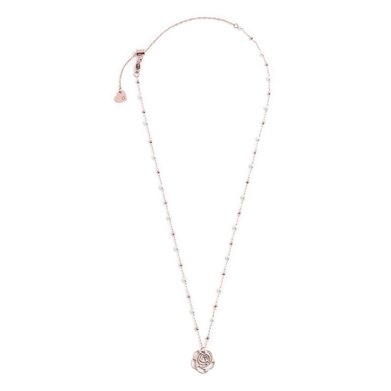 Collana con pendente rosa con cristalli