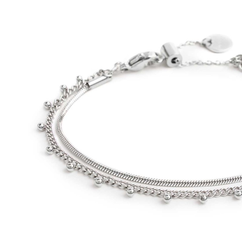 Bracciale doppia catena snake e grumetta con sfere
