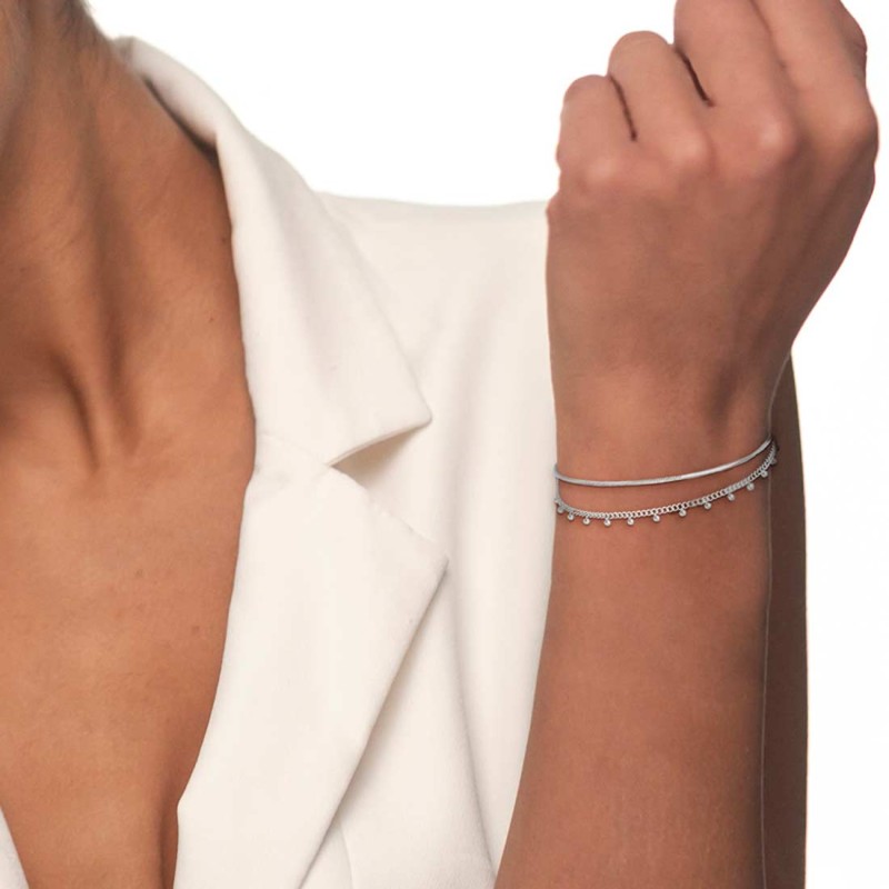 Bracciale doppia catena snake e grumetta con sfere