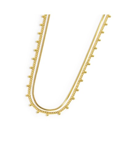 Collana doppia catena snake e grumetta con sfere
