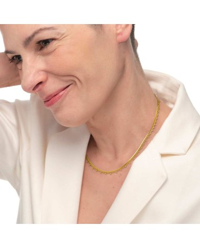 Collana doppia catena snake e grumetta con sfere