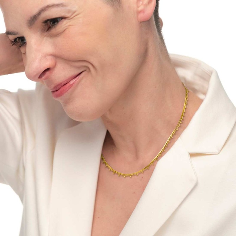 COLLANA CATENA SNAKE QUAD E GRUM CON SFERE