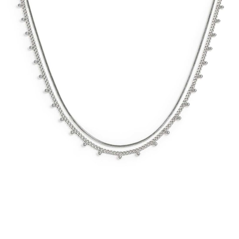 Collana doppia catena snake e grumetta con sfere