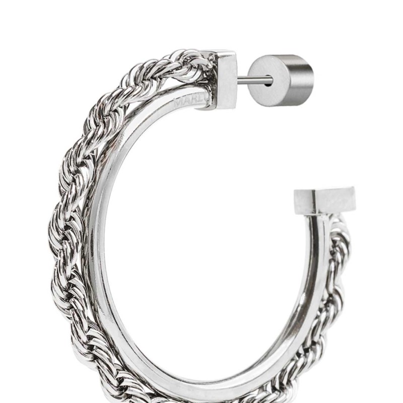 Orecchino a cerchio con catena a corda