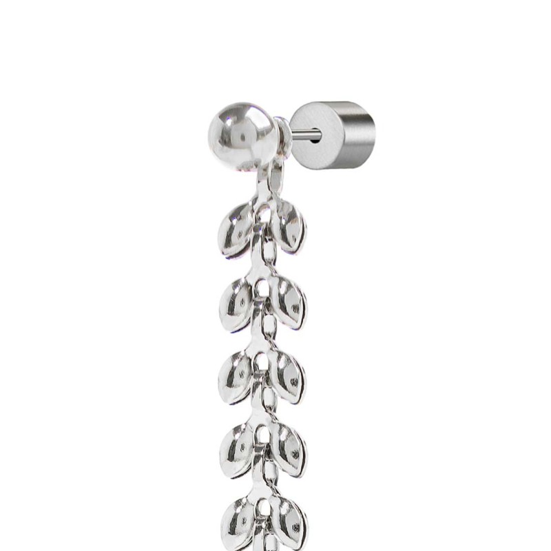 Orecchino pendente con catena a foglia chevron