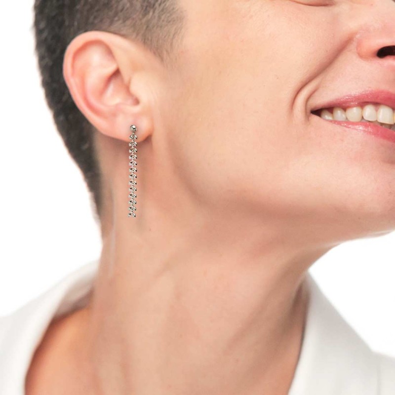 Orecchino pendente con catena a foglia chevron