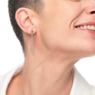 Orecchino pendente con catena a foglia chevron