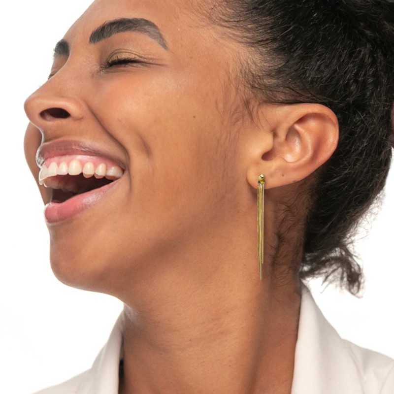 Orecchino pendente con catene snake quadrate