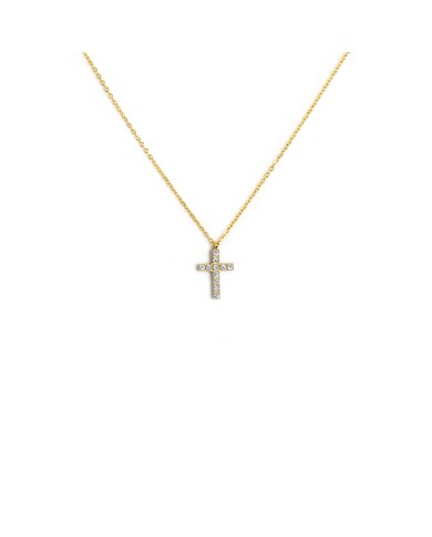 Collana croce pendente 1,4cm con zirconi