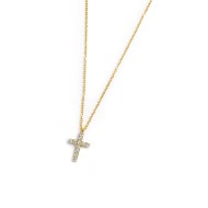 Collana croce pendente 1,4cm con zirconi