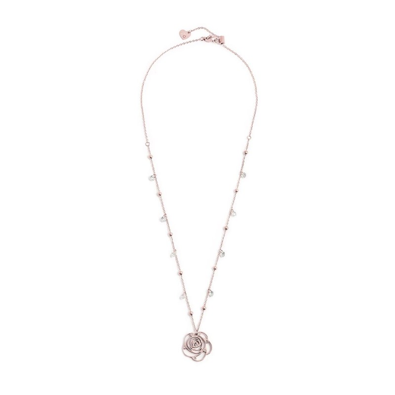COLLANA CON CZ BIANCHI E SFERE CON PEND ROSA CON CRIST