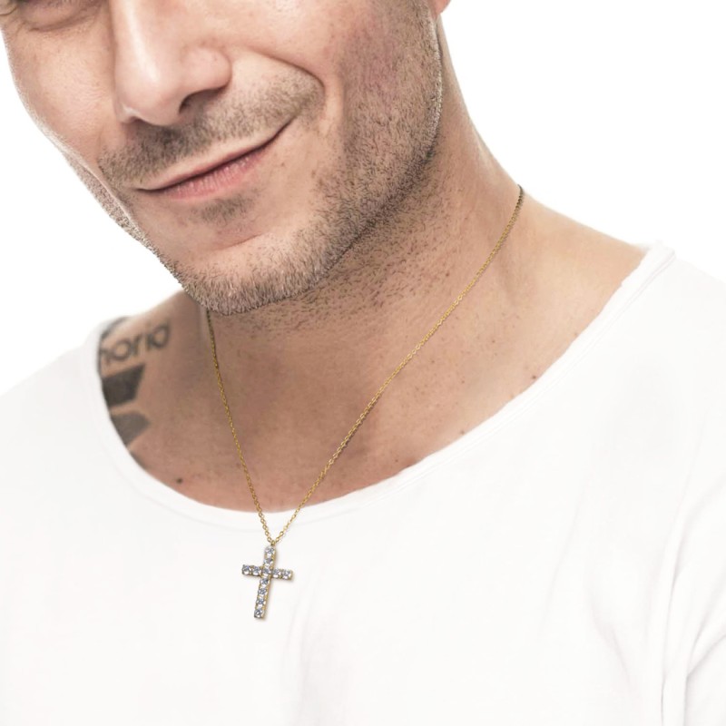 CO CON CROCE PENDENTE CON 2,60CM CZ BIANCO