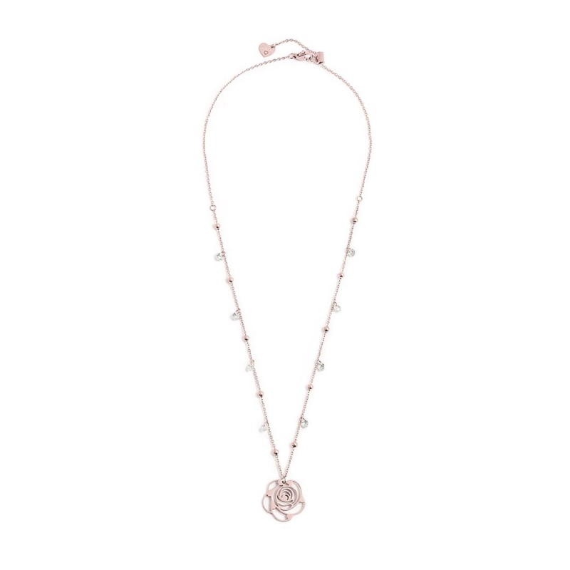 COLLANA CON CZ BIANCHI E SFERE CON PEND ROSA CON CRIST