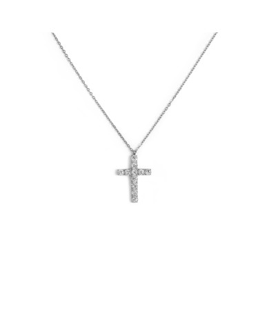 Collana croce pendente 2,6cm con zirconi