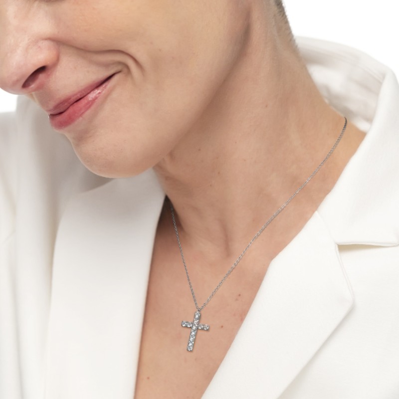 CO CON CROCE PENDENTE CON 2,60CM CZ BIANCO