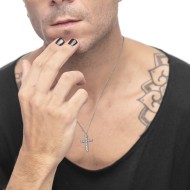 Collana croce pendente 2,6cm con zirconi