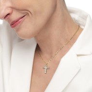 CO ACCIAIO CON CROCE PENDENTE CON CRIST BAGUETTE