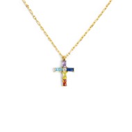 Collana croce pendente con cristalli baguette