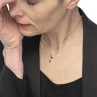 CO ACCIAIO CON CROCE PENDENTE CON CRIST BAGUETTE