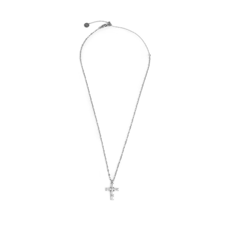 Collana croce pendente con cristalli baguette