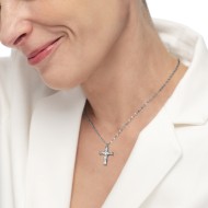 Collana croce pendente con cristalli baguette