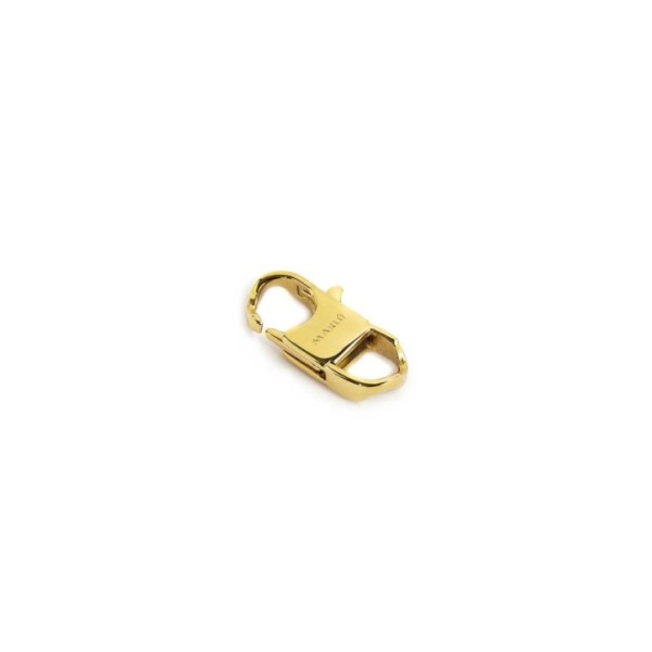 S.STEEL GOLD IP LOCK 22MM S.steel gold ip lock, size 22*8 mm, with on the top logo MarlÃ¹ by etching.Materials: s.steel, gold