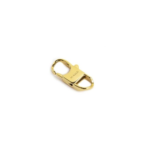 S.STEEL GOLD IP LOCK 25,20MM S.steel gold ip lock, size 25,20*9,40 mm, with on the top logo MarlÃ¹ by etching.Materials: s.ste