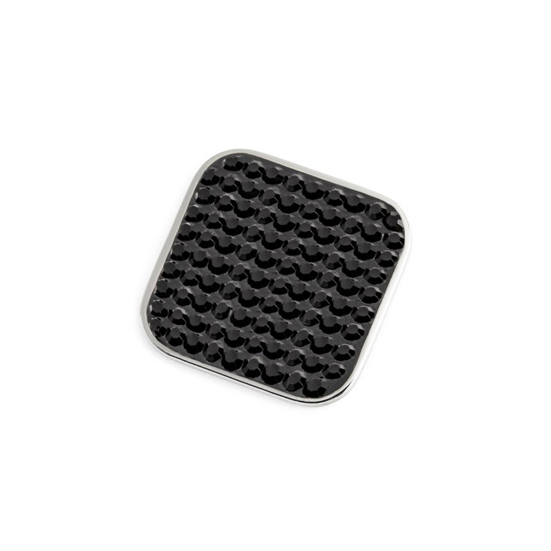 Anello changy quadrato con piastrina cristalli neri