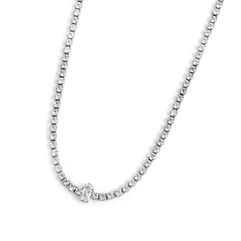 Collana tennis con zircone centrale
