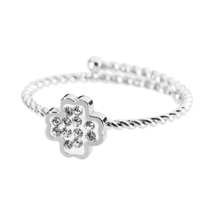 Anello quadrifoglio con cristalli