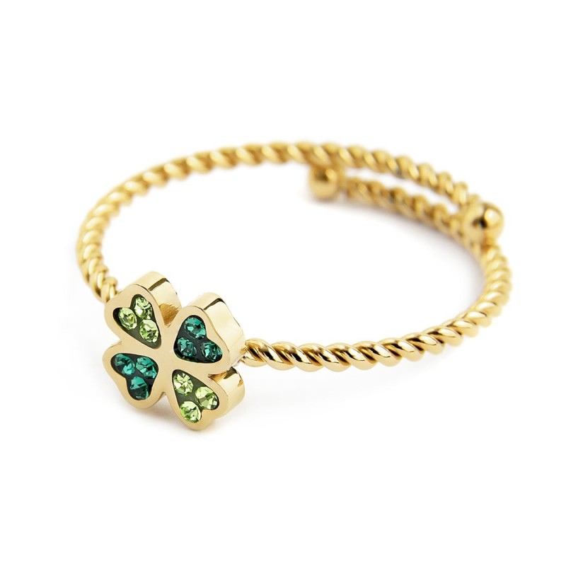 Anello quadrifoglio con cristalli