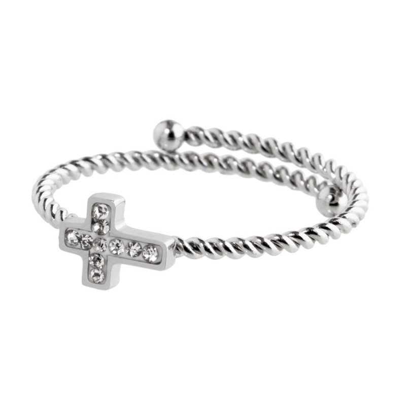 ANELLO CROCE CON CRIST. BIANCHI