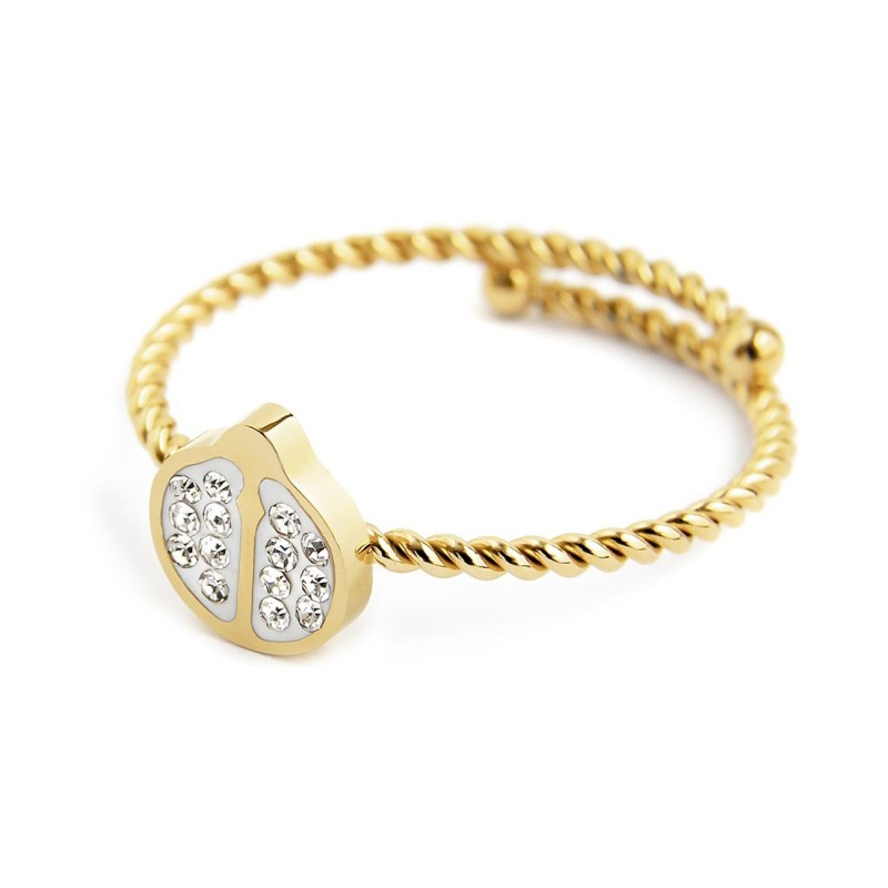 Anello coccinella con cristalli