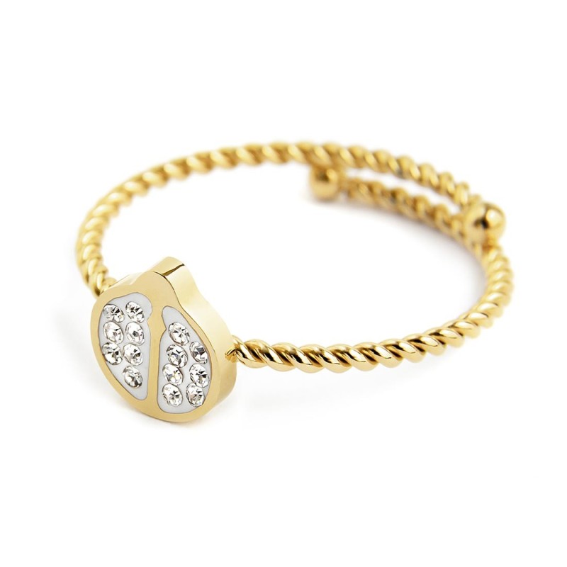 ANELLO COCCINELLA CON CRISTALLI BIANCHI