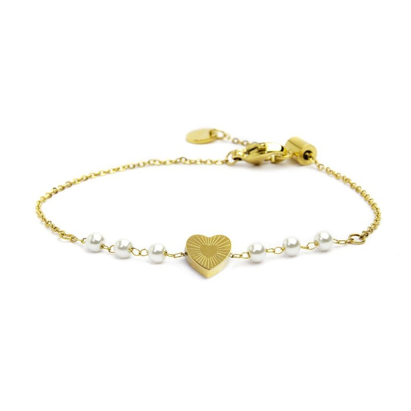 Bracciale cuore cristalli con perle
