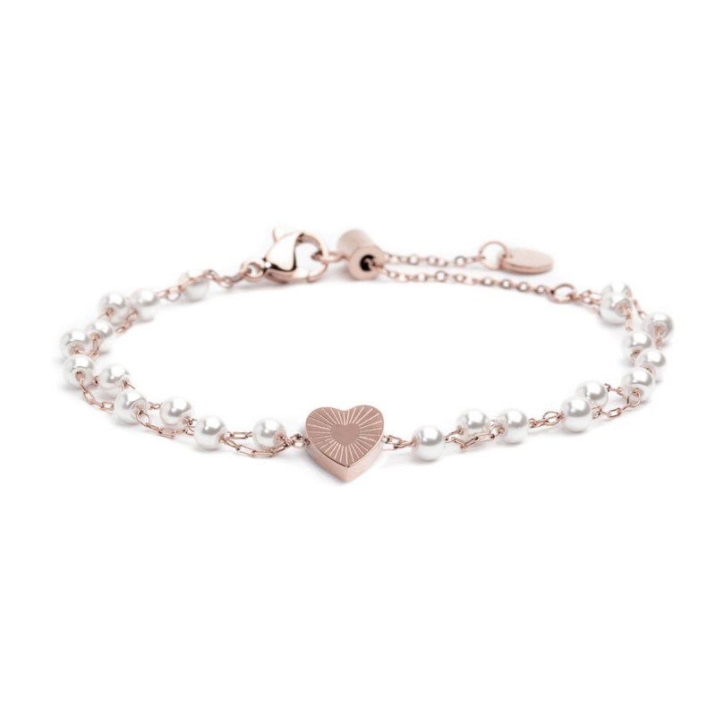BRACCIALE DOPPIA CAT PERLE CUORE CRISTALLI