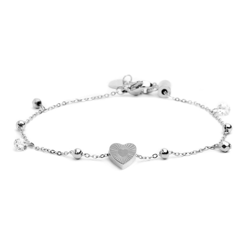 Bracciale cuore madreperla con sfere e zirconi