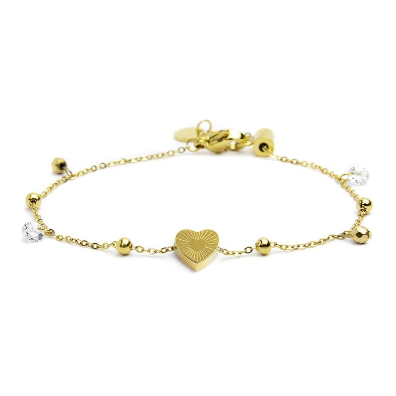 Bracciale cuore madreperla con sfere e zirconi