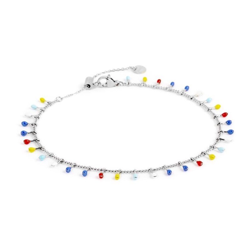 Cavigliera catena grumetta con pendenti smaltati