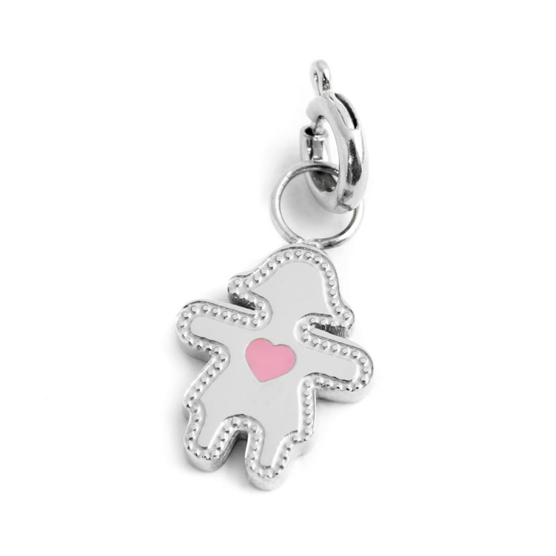 CHARM BIMBA CUORE SMALTO ROSA