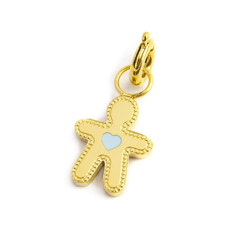 Charm bimbo cuore smalto azzurro